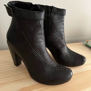 Calleen Cordero Handmade Black Leather Studded Heeled Ankle Boot Booties 8